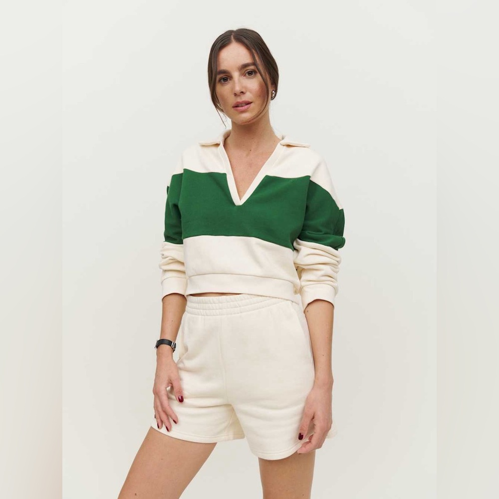 Reformation Cropped Collared Sweatshirt